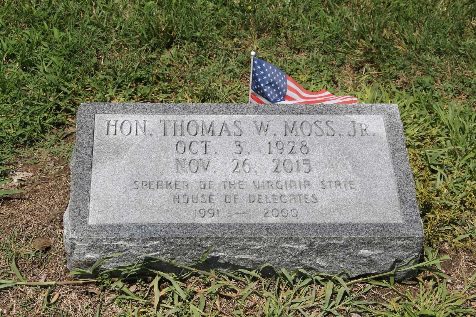 The Honorable Thomas Warren Moss Junior's grave